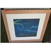 Image 1 : Wood Framed Swimmer Abstract Art 20"x20"