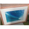 Image 1 : Wood Framed Big Wave Photographic Art, Signed by Artist Hank Foto 28"x22"