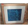 Image 1 : Wood Framed Swimmer Abstract Art 20"x20"