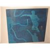 Image 2 : Wood Framed Swimmer Abstract Art 20"x20"