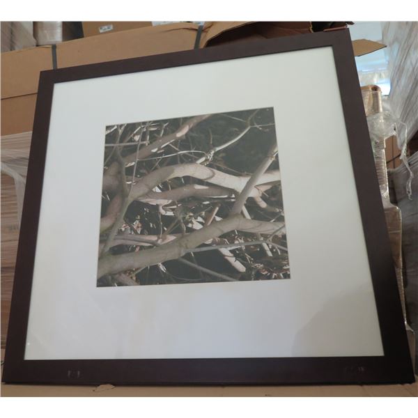 Wood Framed Sepia-Tone Tree Branches Photographic Art 29"x29"