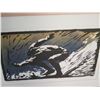 Image 2 : Wood Framed Block Print - 'Quasimodo' Surfer, Signed by Artist Bennett 18"x24"