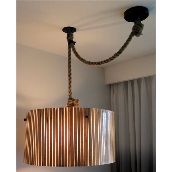 Pendant Lamp w/ Slats & Rope Cord 23"Diameter x 12"L (34" Drop)