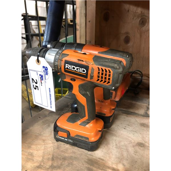 2 RIDGID CORDLESS DRILLS WITH CHARGER AND 3 BATTERIES