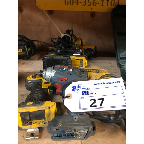 2 DEWALT CORDLESS DRILLS AND 1 DEWALT ELECTRIC DRILL