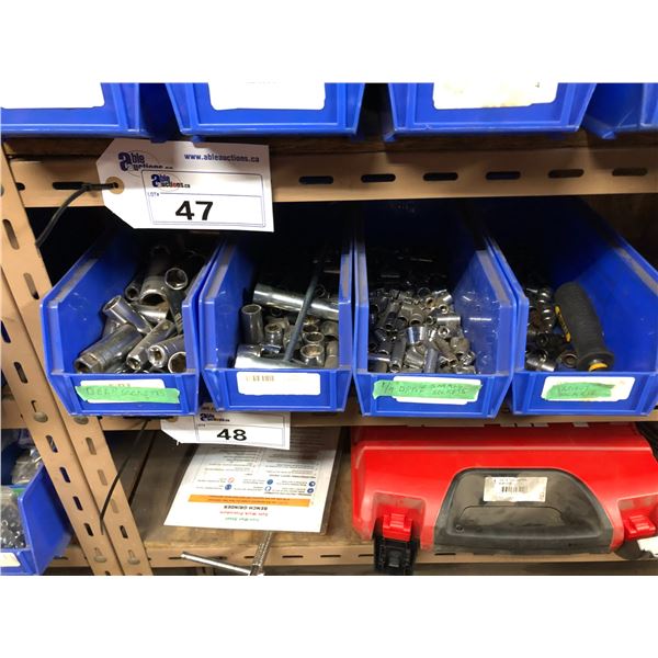 1 SHELF OF BLUE BINS OF KEY HOLE SAWS