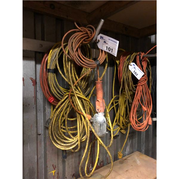 LOT OF EXTENSION CORDS & LIGHT