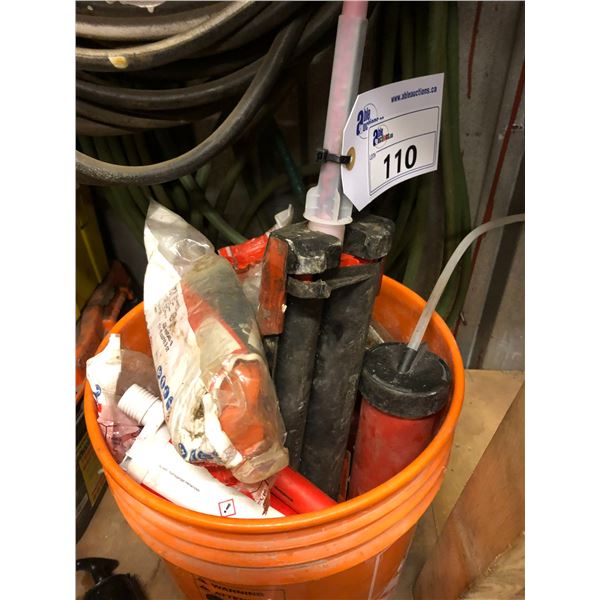 HILTI APPLICATOR GUN AND TUBES OF HIT-HY 200-R SEALANT.