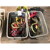 Image 1 : 2 BINS OF ASSORTED FALL ARREST HARNESSES, 1 BUCKET OF ASSORTED FALL ARREST HARNESSES