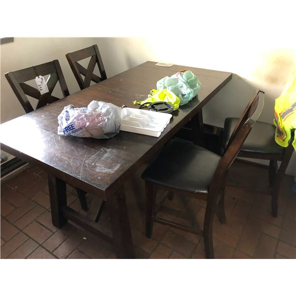 LUNCHROOM HEAVY WOOD TABLE, & CHAIRS