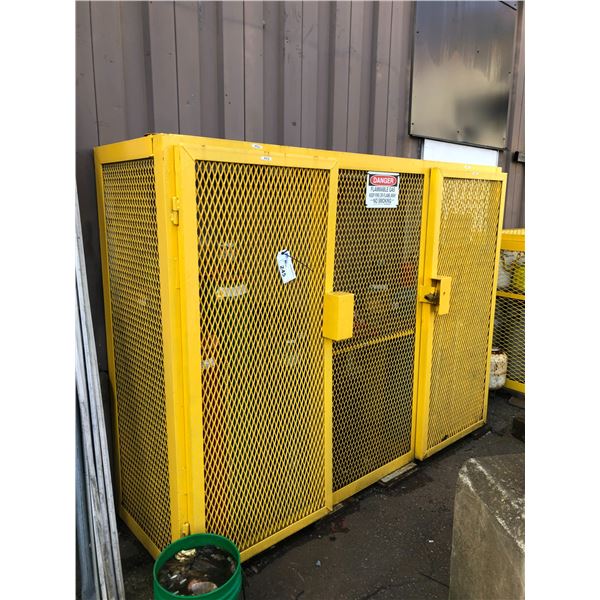 YELLOW 2 DOOR, METAL PROPANE STORAGE CAGE, 96"X 72"X 32"