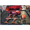 Image 1 : MILWAUKEE CORDLESS TOOL SET - INCLUDES 2 DRILLS, 2 IMPACT GUNS, 3 BATTERIES, CHARGER AND TOOL BAG - 