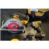 Image 2 : DEWALT CORDLESS TOOLS SET, INCLUDES CIRCULAR SAW, IMPACT GUN, CHARGER, 2 BATTERIES AND TOOL BAG - TE