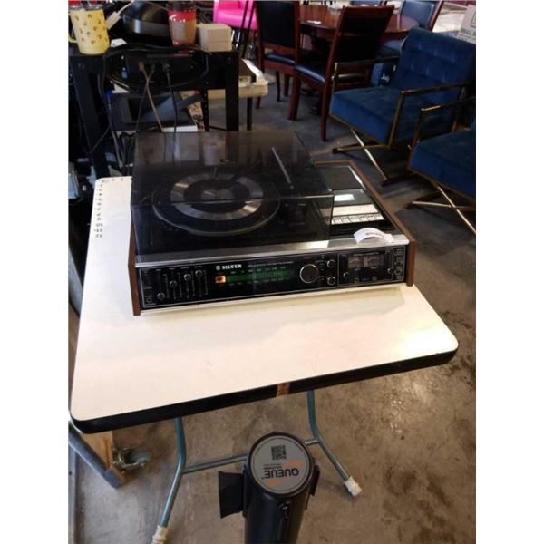 SILVER SOLID STATE RADIO, RECORD PLAYER, TAPE PLAYER - WORKING