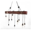 Image 1 : NEW MODERN RUSTIC INDUSTRIAL WOODEN LINEAR CHANDELIER LIGHT - LIGHTBULBS NOT INCLUDED