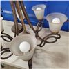 Image 2 : 6 ARM FROSTED SHADE CHANDELIER