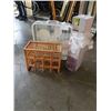 Image 1 : LED VANITY FIXTURE, BOX FAN AND SMALL WICKER SHELF