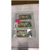 Image 1 : 3 SPECIAL 1973  1 DOLLAR BILLS W/ SPECIAL SERIAL NUMBERS