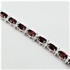 Image 1 : STERLING SILVER 5.9MM X 4MM GENUINE GARNET BRACELET, 21 GARNET (9.65CTS), W/A $965.00