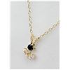 Image 2 : 14KT. YELLOW GOLD 3.2MM X 3.2MM GENUINE BLUE SAPPHIRE (0.17CTS) & CZ PENDANT WITH STERLING CHAIN, W/