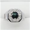 Image 1 : STERLING SILVER 5.2MM X 5.2MM GENUINE BLUE SAPPHIRE (0.7CTS) & CZ RING, W/A $825.00, SIZE 7.25