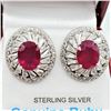 Image 1 : STERLING SILVER 8.9MM X 6.8MM NATURAL RUBY (4.5CTS) & CZ EARRINGS, W/A $1215.00