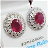 Image 2 : STERLING SILVER 8.9MM X 6.8MM NATURAL RUBY (4.5CTS) & CZ EARRINGS, W/A $1215.00