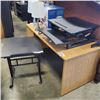 Image 1 : BLACK ADJUSTABLE GAS LIFT TABLE RISER WITH TRAY AND BLACK ADJUSTABLE TWO SECTION ONE TILT TABLE RISE