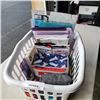 Image 1 : BASKET OF CRAFTING SUPPLIES, CRAYONS, FELTS AND MORE