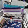 Image 2 : BASKET OF CRAFTING SUPPLIES, CRAYONS, FELTS AND MORE