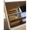 Image 2 : BOX OF WICKER BASKETS, WOOD SHELF AND MORE