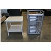 Image 1 : WHITE ENDTABLE AND METAL AND PLASTIC DISPLAY CASE