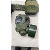 Image 2 : MILITARY BELT WITH POUCHES, SIZE MEDIUM CANADIAN GAS MASK AND CANTEEN