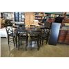 Image 1 : BLACK BAR HEIGHT DINING TABLE WITH LEAF AND 6 STOOLS