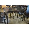 Image 2 : BLACK BAR HEIGHT DINING TABLE WITH LEAF AND 6 STOOLS