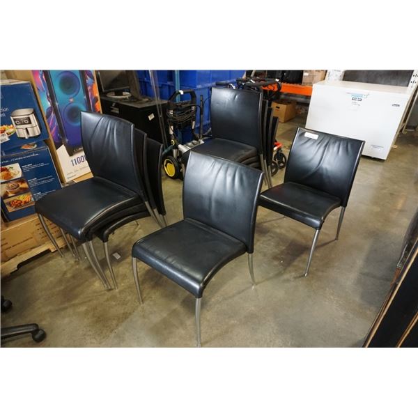 9 BLACK LEATHER STACKING CHAIRS