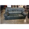 Image 2 : MANCINI GREEN LEATHER SOFA  AND LOVESEAT