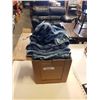 Image 1 : BOX OF APPROX 20 PAIRS OF WOMENS JEANS VARIOUS SIZES AND JEAN JACKET