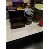 Image 8 : 2 DOZEN COLLECTABLE TINS AND WOOD BOXES