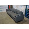 Image 2 : BRAND NEW GREY PILLOWBACK SOFA - 107 INCHES WIDE, 28 INCHES DEEP, 28 INCHES TALL