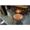 Image 3 : PAIR OF METAL FRAME WOOD SEAT BAR STOOLS