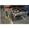 Image 1 : MIRRORED COFFEE TABLE AND PEDESTAL ENDTABLE