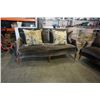 Image 2 : CHINTZ AND CO VINTAGE UPHOLSTERED PILLOWBACK SOFA AND LOVESEAT WITH THROW PILLOWS