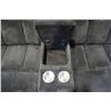 Image 5 : AS NEW PLUSH FABRIC DARK GREY DOUBLE RECLINING SOFA WITH CENTER CONSOLE, RETAIL $2199