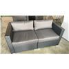 Image 1 : BRAND NEW PREMIUM RATTAN OUTDOOR LOVE SEAT W/ DARK GREY CUSHIONS - RETAIL $699 POWDER COATED STEEL F