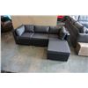 Image 1 : FLOOR MODEL RATTAN OUTDOOR 4 PIECE MODULAR SECTIONAL SOFA W/ DARK GREY CUSHIONS - RETAIL $1299 POWDE