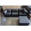 Image 8 : FLOOR MODEL RATTAN OUTDOOR 4 PIECE MODULAR SECTIONAL SOFA W/ DARK GREY CUSHIONS - RETAIL $1299 POWDE