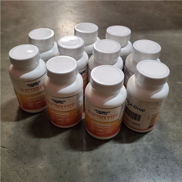 LOT OF 10 NEW BOTTLES OF ANCIENT KETO ENERGY ELECTROLYTES CAPSULES BB JUN 2023 RETAIL $200