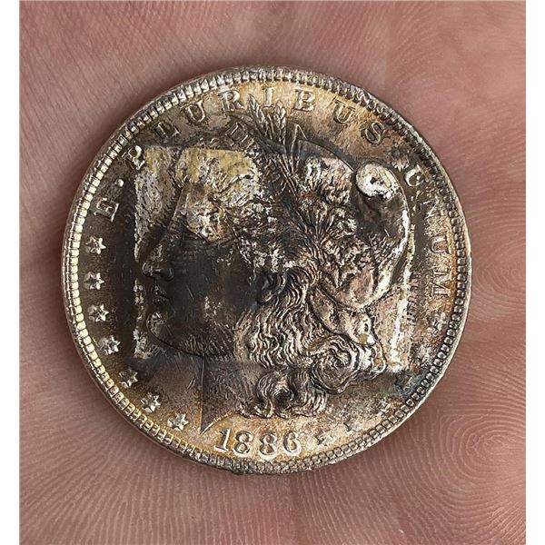 Toned Morgan 1886 Silver Dollar Uncirculated
