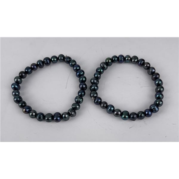 Pair of Tahitian Black Pearl Bracelets